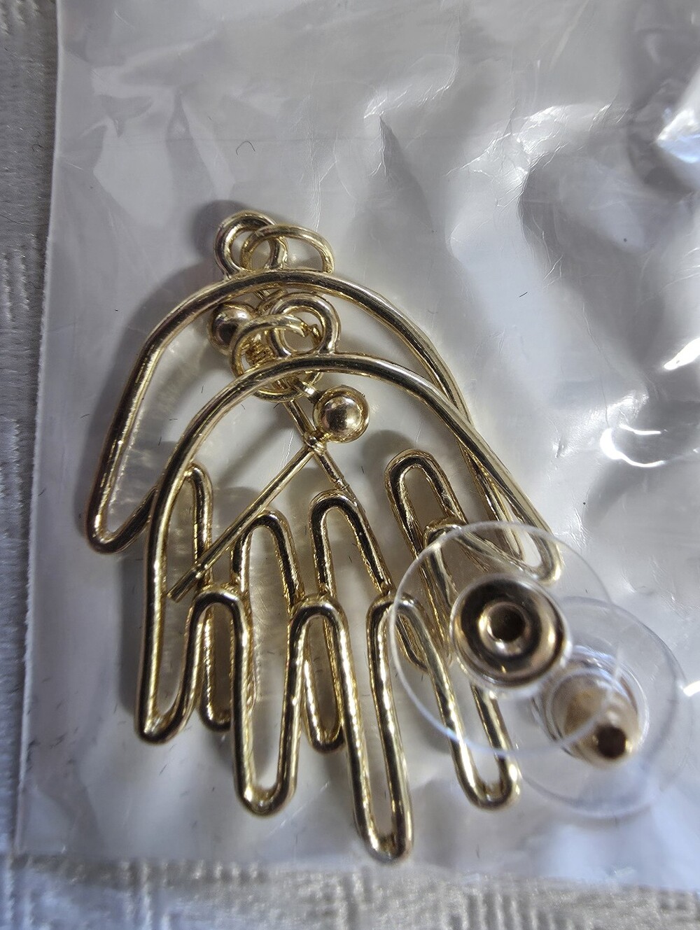 New Gold Tone Minimalist Abstract Hand Earrings